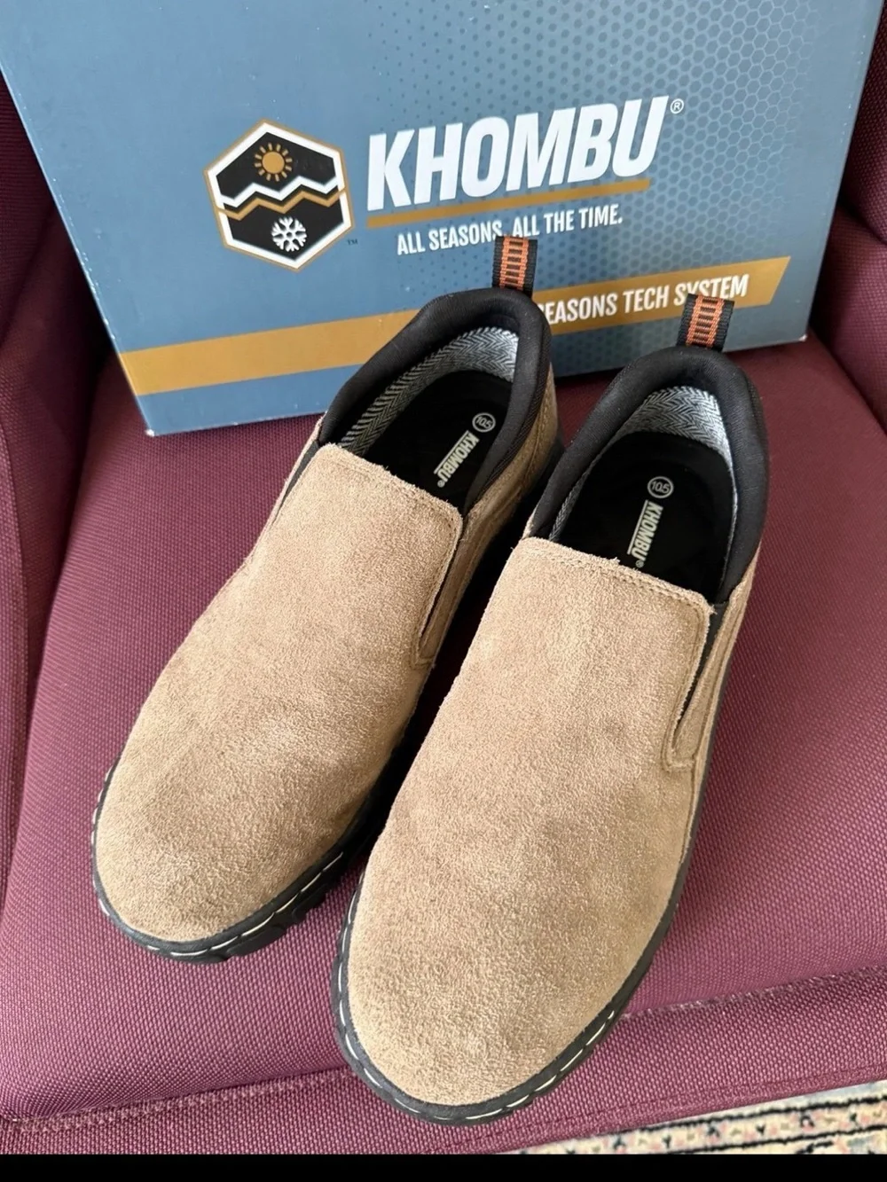 Khombu Men’s Slip-On Suede Loafers — Light Brown